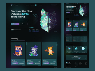 NFT Marketplace landing page app blockchain crypto falconthought home page landing page marketplace nft nft home page nft landing page nft marketplace nft ui nft web nft website design ui ux web design web3 website website design