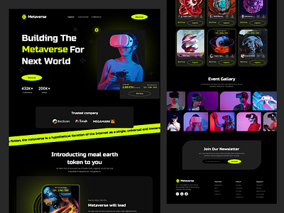 Metaverse Website Design; landing page animation ape artwork bitcoin branding design digital art falconthought graphic design landing page logo marketplace metaverse website design meteverse nft nftmarketplace nfts uiux web3 website