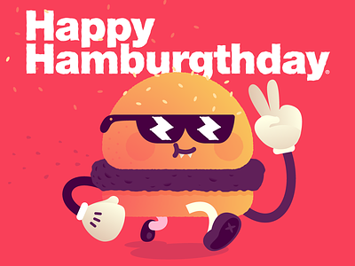 ¡Hamburgthday! birthday chillin hamburguer helvetica illustration patty sunglasses