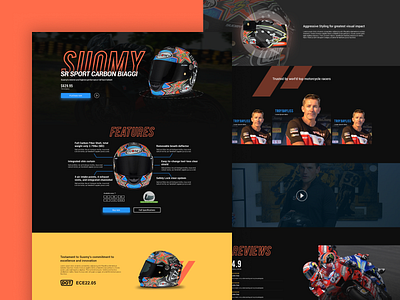 Landing page web design - Helmet product design ecommerce graphic design web design