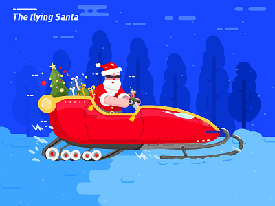 The flying Santa character christmas flat fly gift illustration jet new present santa vector year