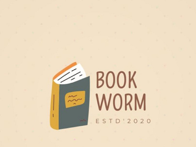 BOOK WORM I LIBRARY LOGO branding graphic design logo