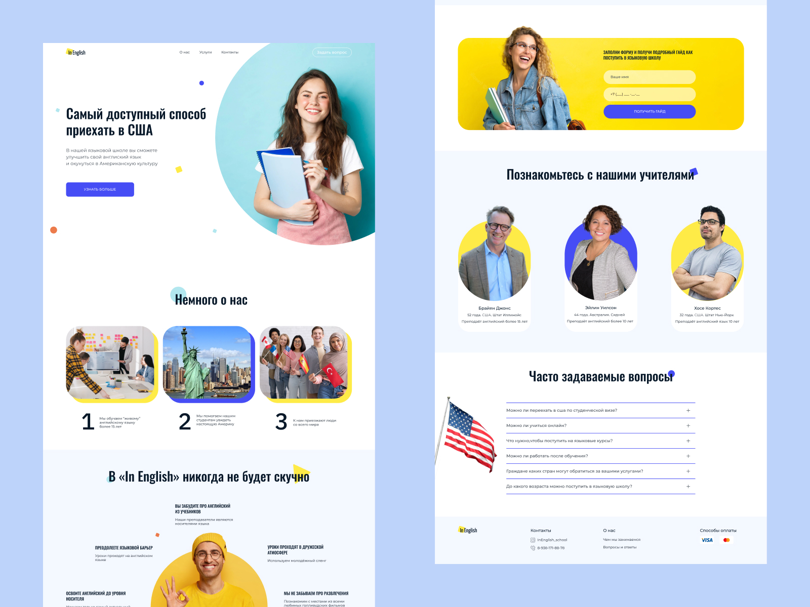 Landing page for a language school by Julia on Dribbble