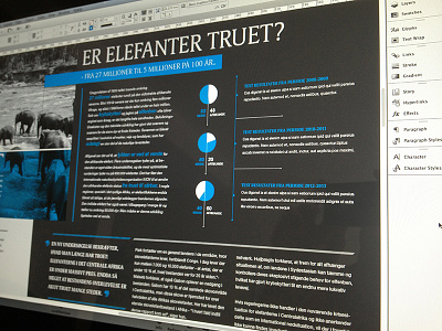 School project black blue bullet elephants grey line typography white