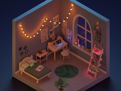 Amateur botanist room environment concept 3d 3d modelling blender environment design game design isometric