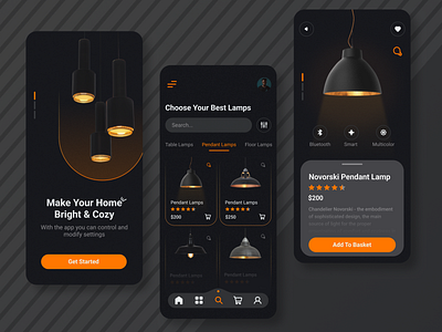 Mobile App Concept For Lamp Store app clean concept design flat icon interface lamp layout light minimal mobile mobile app product shop store ui uiux ux