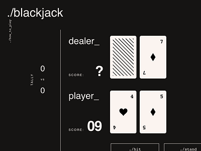 Blackjack 1 application game minimal typography website
