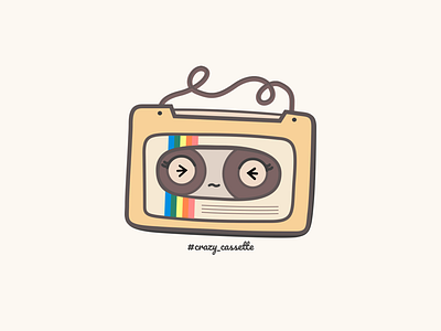 Crazy Cassette avatar cassette character icon illustration music vector