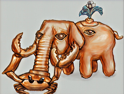 china crab elephant illustration surreal