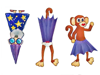 umbrella cute magician monkey stylized