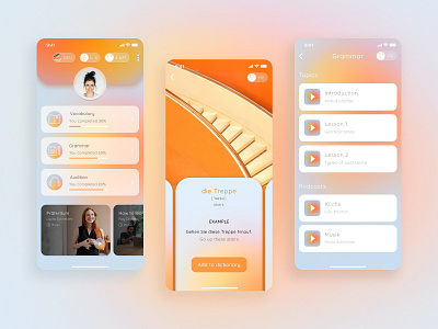 Language App app design gradient ui