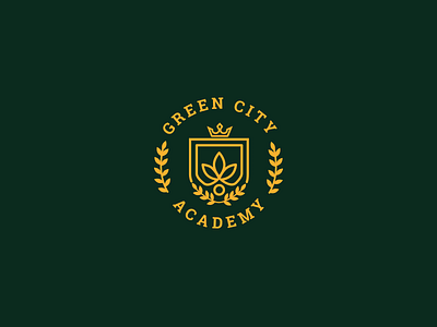 Green City Academy academy circle green idenity line art logo mark school