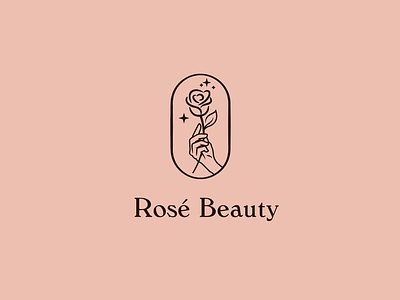 Rosé Beauty aesthetic creative illustration line art logo luxury marks