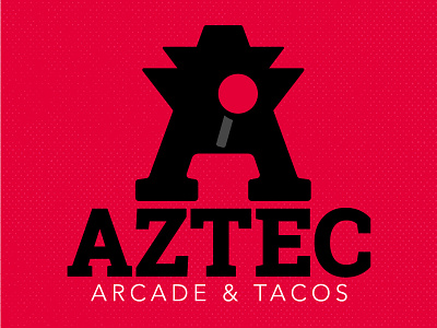 Aztec Arcade & Tacos Logo a arcade aztec azteca green illustrator joystick logo mexican red tacos taqueria