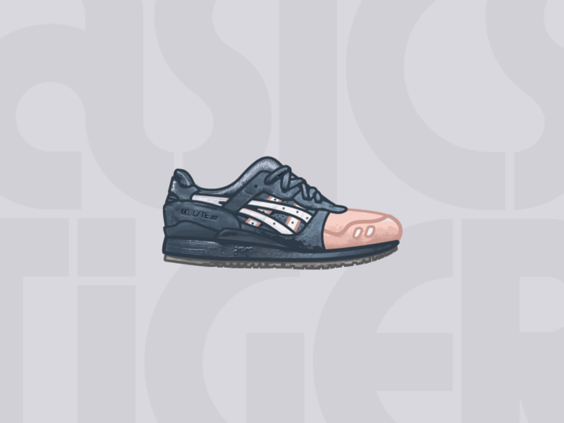 Asics Gel-Lyte III Ronnie Fieg Salmon Toe illustrator illustration midwest adobe flat texture shoe kith sneakers shoes