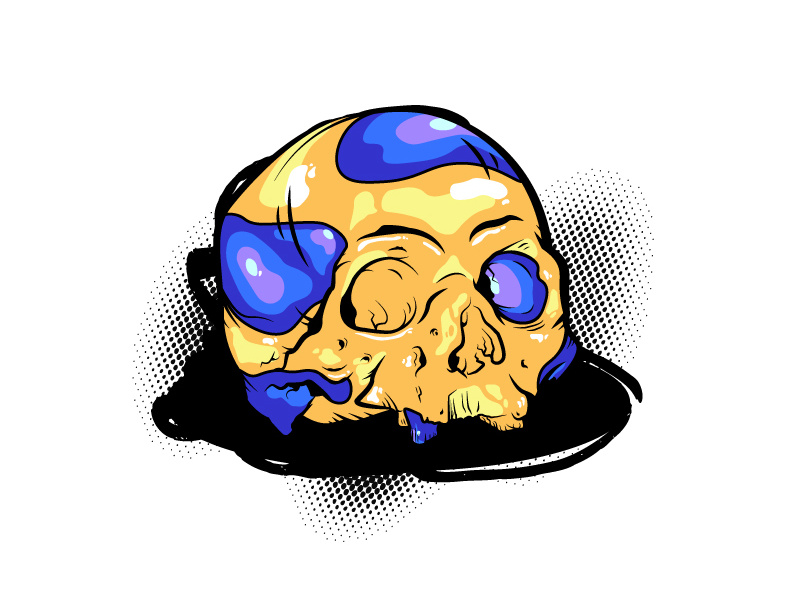 Memento Mori Calavera Concept 2 blue sticker illustration gold contemporary vector art skull adobe illustrator calavera