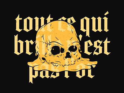 Melted Skull black blackletter calavera cincinnati french gold illustrator skull texture vector
