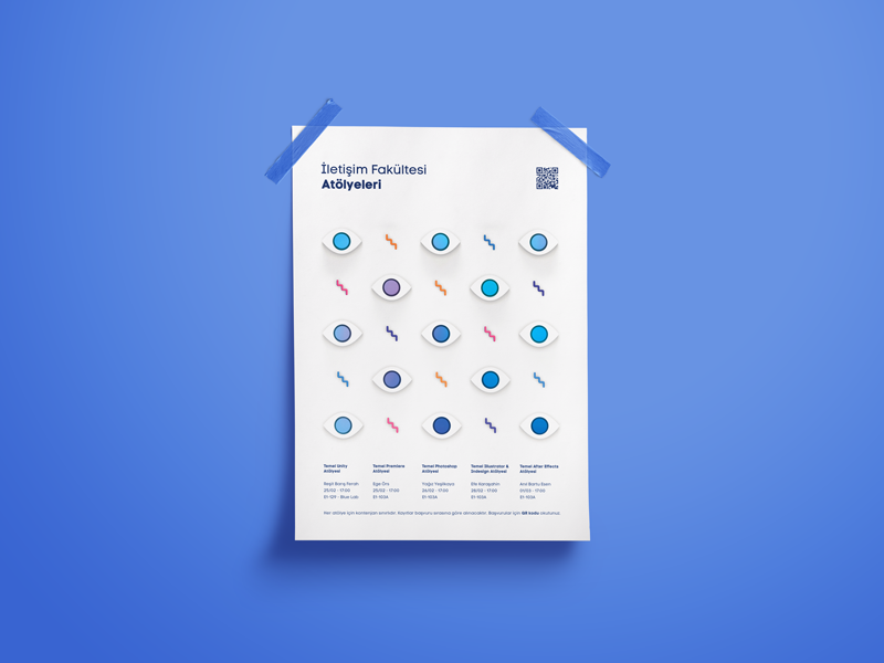 Event Poster "Design Workshops" 3d eye memphis abstract logo typography print poster design ui cgi flat editorial simple minimal illustration