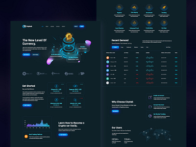 Criptok - Cryptocurrency & ICO Trading Website Design accordion banner design cryptocurrency dashboard footer graphic design header illustration banner infobox infographic landing design logo nft testimonial ui