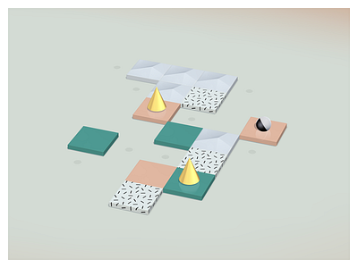 Gold Cones 3d game ios isometric low poly memphis minimalist unity