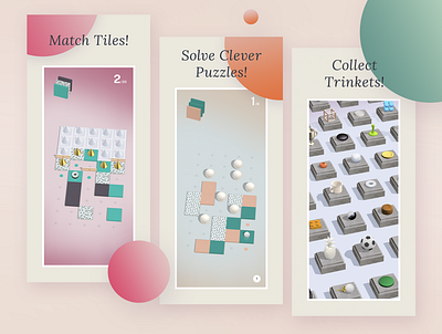 App Store Screenshots 3d app branding colors game ios low poly minimalist polygons squares ui