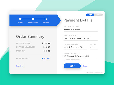 Day 002 - Credit Card Checkout checkout dailyui ecommerce ux