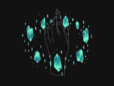 I'm Fine - Illustration bright colourful coven crystals digital gradient graphic design hand illustration magic magical minimal minimalism occult outline witch witchcraft