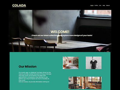 Home page for Colada Clothing company branding design graphic design logo typography ui ux
