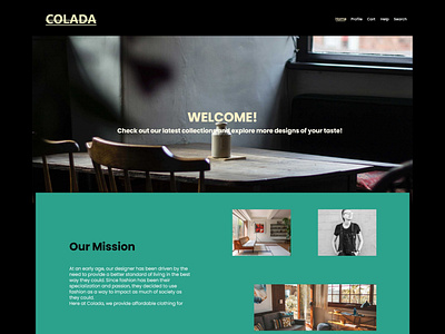 Home page for Colada Clothing company