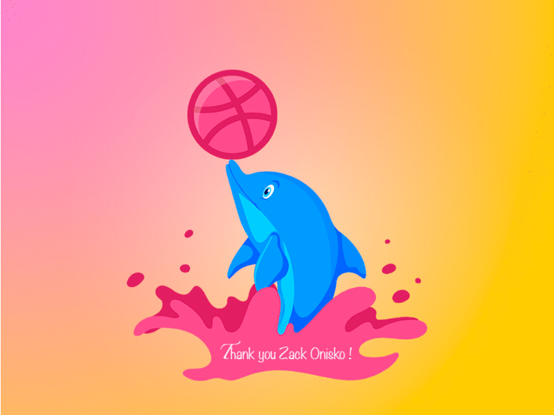 Hello, Dribbble ! debut dolphin dribbble first hello illustration shot thanks