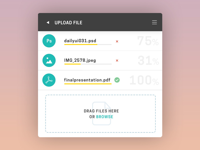 Daily UI Challenge 031 - File Upload by Hannah Lucas on Dribbble