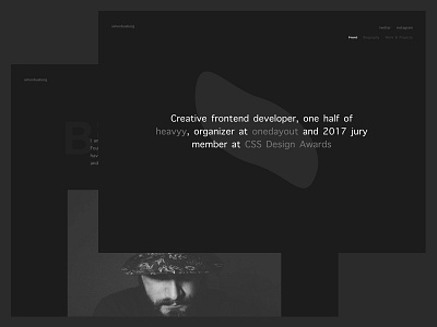 R E M A K E –– Personal website, version 107 animation mobile monochrome navigation portfolio simple transitions web