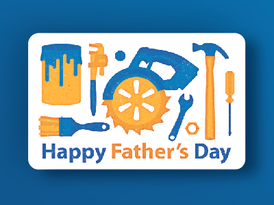 Father's Day Walmart Gift Card branding card day father fathers gift holiday illustration minimal rebrand tools walmart