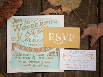 JuJo Forever emboss gold graphic design handlettering handwritten invitations rsvp typography watercolor wedding