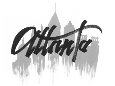 ATL atl atlanta brush calligraphy. typography city lettering skyline southeast urban