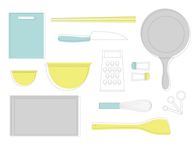 In the Kitchen icons illustration kitchen utensils