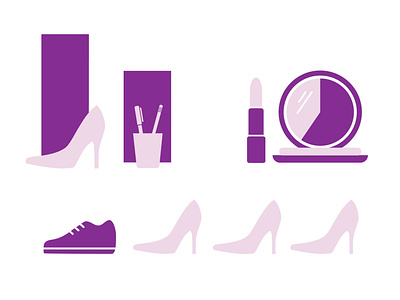 Infographics bar graph heels infographics lipstick makeup compact pie graph shoes