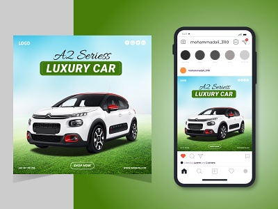 Car rental social media post or flyer promotion template