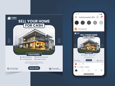 Real estate dream home for sale social media post design