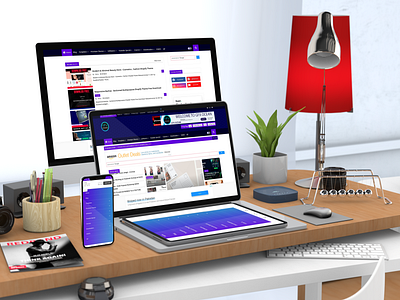 Fancy Working Desk & Monitor screen Mockup psd template design graphic design mockups product mockup ui