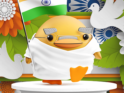 Gandi Chica make world better 3d 3dart blender cartoon character chica design dribbble gandi harmony india indianindependenceday love metaverse nft ozdao true