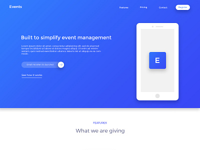 Events-Landing Page Concept creative design inspiration landing page project ui design uiux