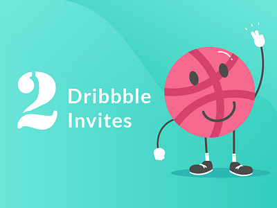 2 Dribbble Invites basketball character character design cute design dribbble flat gradient illustration invitation player vector