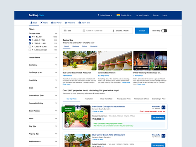 Booking.com Search Result Redesign Design booking.com design listing listing page redesign search result sketch ui web