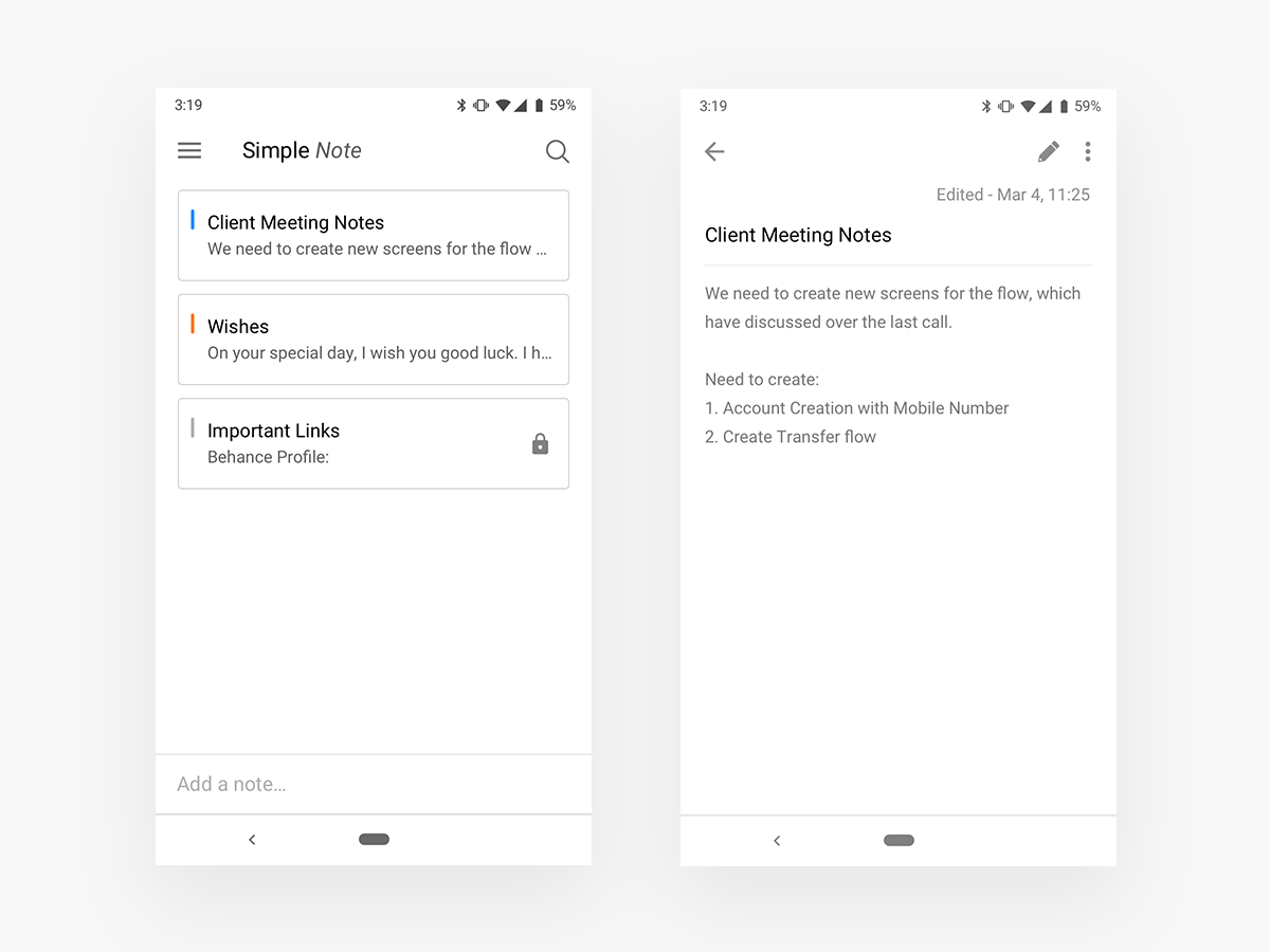 Simple Note - Take Your Notes by Vijay Oberoi on Dribbble
