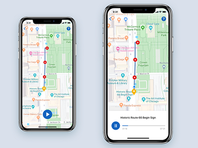 Audio Tour App Map View audio app audio tour iphone x map view sketch ui