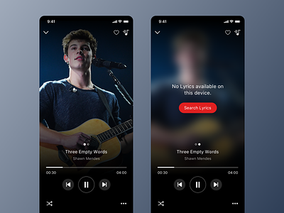 Music Player and Lyrics App UI Concept iphone x music player no lyrics sketch ui