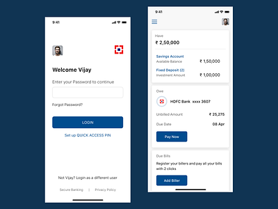 HDFC Login & Dashboard Redesign Concept banking design hdfc iphone x redesign concept sketch ui