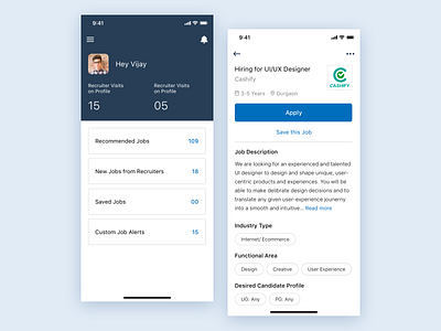 Naukri App Dashboard UI Concept