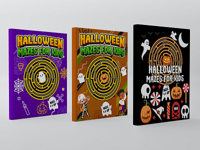 Halloween Kids Mazes Book Cover Design amazon kdp book cover book cover halloween mazes book cover kids book cover maze book cover